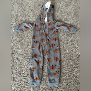 Carters 18 months one piece zip up fleece, holiday reindeer